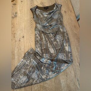 Silver & Gold Cowl Floor Length Dress Size 10P NWOT